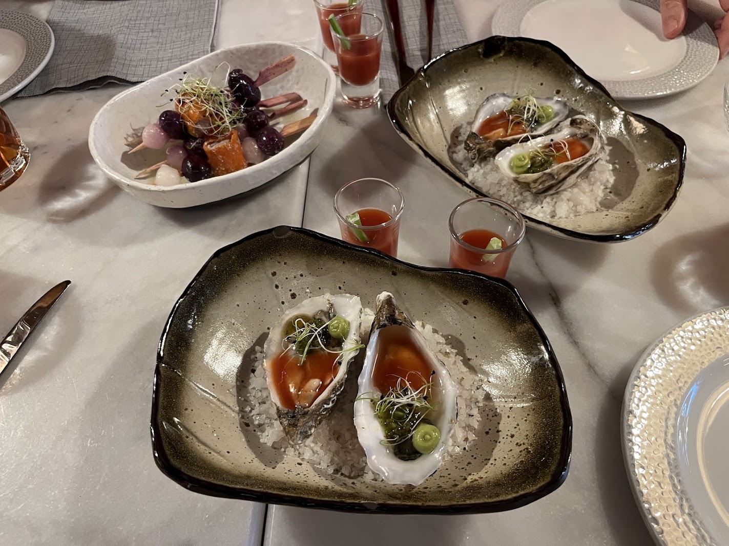 Ostras y entrantes